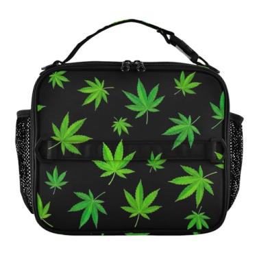 Imagem de Joisal Lancheira de folhas verdes vibrantes para meninas, mulheres, lancheira infantil, masculina, lancheira para trabalho, bolsa térmica portátil com alça de ombro ajustável