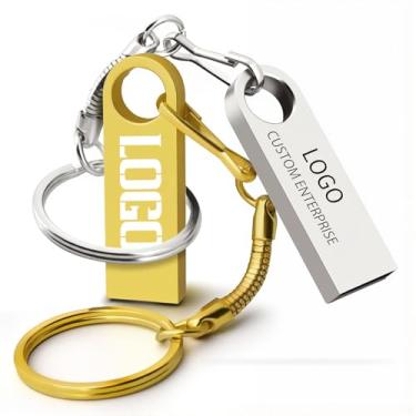 Imagem de Pen drive USB de metal personalizado com chaveiro, bastão USB gravado com logotipo personalizado em massa, presente promocional para negócios, lembrancinhas de casamento, marca de eventos corporativos