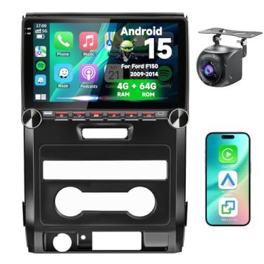 Imagem de 4G + 64G Android 15 rádio de carro estéreo sem fio Apple Car Play e Android Auto & Mirror Link para Ford F150 2009-2014, 1280 * 720 unidade de cabeça de tela sensível ao toque com navegação GPS FM SWC
