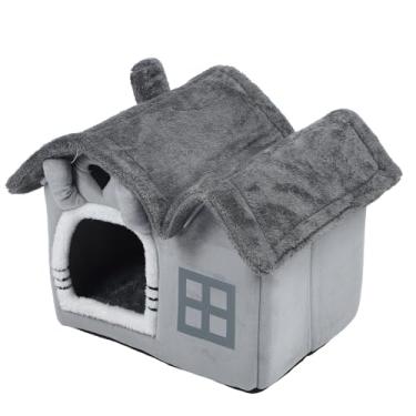 Imagem de ZJchao Casa de Cachorro Interna Com Telhado Duplo Almofada Removível Capa Lavável Casa de Cachorro Caverna para Cães Pequenos Cama Portátil para Animais de Estimação para Viagens (S)