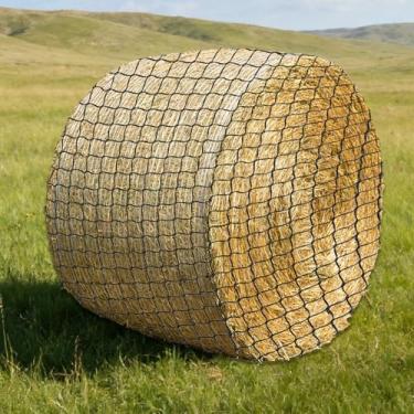 Imagem de Hlimior Rede de feno de alimentação lenta resistente de 1,5 x 1,5 m, rede de feno de nylon à prova de intempéries sem nós para cavalos, gado, cabras, ovelhas e gado, alimentador de fardos redondo ao