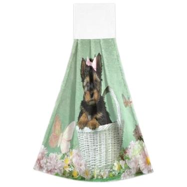Imagem de Joisal Yorkshire Terrier Toalhas de mão penduradas para cachorrinho de cachorro para cozinha absorvente macio conjunto de 2, toalha de mão de cozinha decorativa 18,2 x 14 polegadas
