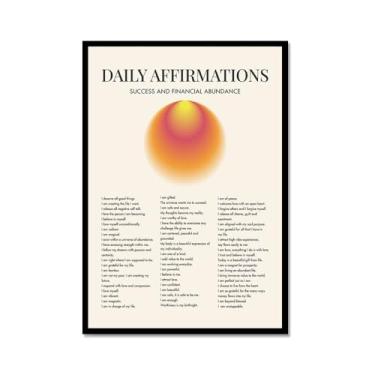 Imagem de Impressão de pôster de arte de parede com citações diárias de afirmação positiva gradiente aura pintura estética impressões sala de estar decoração de casa (SKU8,20.3x30.5 cm = (20x30cm), moldura de