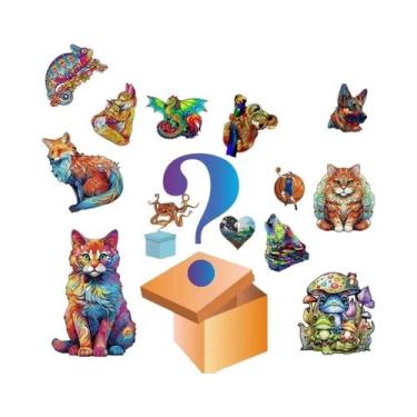 Imagem de Quebra-Cabeça De Madeira Em Forma De Cão Com Óculos, Jogo De Tabuleiro