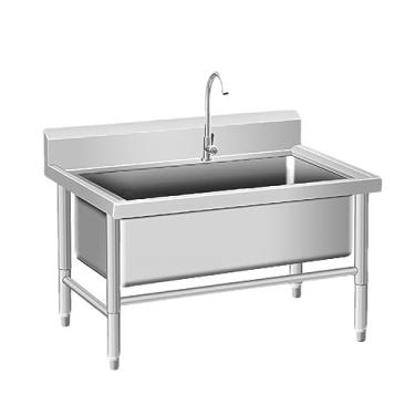 Imagem de Bacia de serviço de esfregão de aço inoxidável com pia profunda, pia de esfregão de piso comercial, balde de esfregão de banheira utilitária, pia de lavanderia, para cozinha/restaurante/negócios