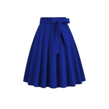 Imagem de Mulheres verão midi saia longa sólida elegante faldas cintura alta uma