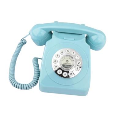 Imagem de Livro de visitas de áudio Telefone de mesa para casamento Modelo de telefone clássico Gravador de mensagens de voz Telefone para aniversários Ocasiões, Azul