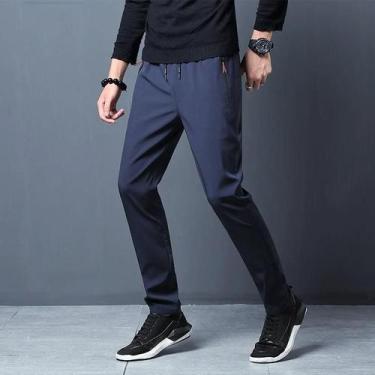 Imagem de Calças Casuais Masculinas De Verão Slim Fit Em Seda Gelada De Secagem 