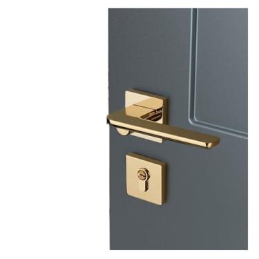 Imagem de Fechadura silenciosa interna de liga de zinco dourada para quarto decoração de casa estilo americano fechadura de porta dividida interna (D32 S970 PVD)