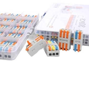 Imagem de ROUPWKWO Conjunto de conectores de fio de 3 pinos tipo 2 pinos de encaixe para conectores de blocos terminais de emenda de condutores elétricos elétricos domésticos (30 peças D23GR encaixadas)