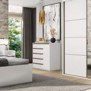 Imagem de Cômoda 5 Gavetas 1 Porta Auriva Belmax Branco