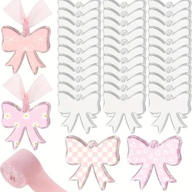 Imagem de YAFIYGI 10 peças de acrílico em branco, arco de sublimação, etiquetas de bagagem em branco para chaveiros, artesanato, fita transparente, rolo de filme, carretéis de crachá, porta-chaves de viagem