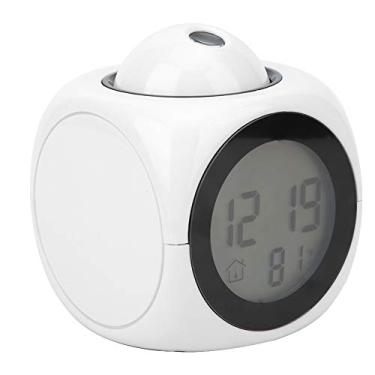 Imagem de Relógio de Alarme Projeção Moderno e Fashion Digital LCD com Voz Falante Cabo USB Tempo Display Temperatura para Uso em Casa Escritório