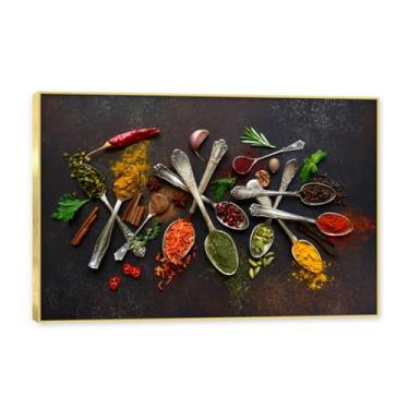 Imagem de NHLDZYH Molduras douradas. Temperos de imagem de cozinha moderna, impressão de arte, imagens para cozinha, decoração de parede de cozinha moderna. C61. 30 x 45 cm