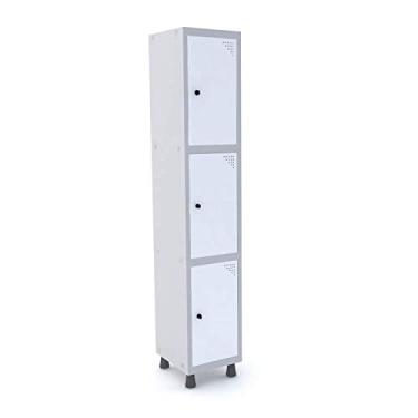 Imagem de Armário Roupeiro de Aço 3 Portas Pandin Móveis Branco