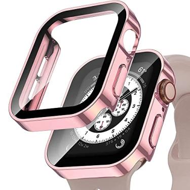 Imagem de KAPPDE Capa para Apple Watch Case 45mm 41mm 44mm 40mm 42mm 38mm Acessórios PC Protetor de tela de vidro temperado iWatch Series 7 8 5 6 SE (Cor: Rosa, Tamanho: 44mm Series 654SE)