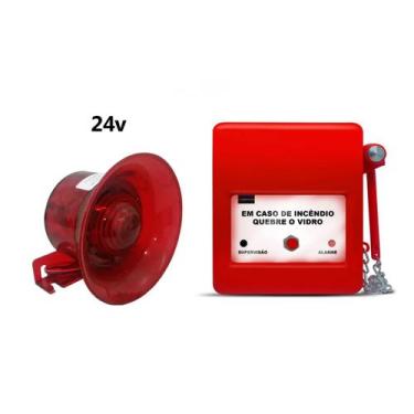 Imagem de Kit Acionador de Alarme HDX + Sirene Audiovisual 12V ou 24V (bivolt)
