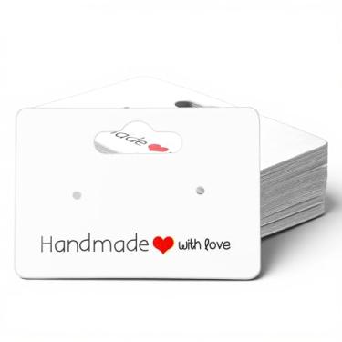 Imagem de 100 peças de cartões de brincos brancos, 5 x 3 cm, brincos de joias com orifícios, papel cartolina para varejo, pendurar, joias artesanais