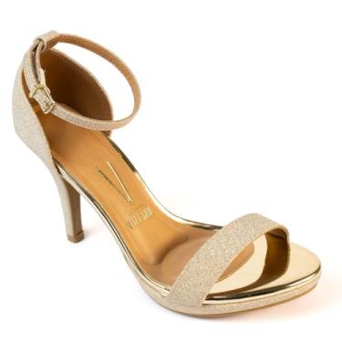 Imagem de Sandália Vizzano Feminina Salto Alto Fino Moda Original (Dourado, BR, Adulto, Numérico, 34)
