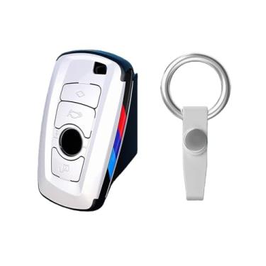 Imagem de Compatível com BMW 1 3 5 7 Series X1 X3 X4 X5 F10 F15 F16 F20 F30 F18 F25 M3 M4 Capa protetora de fibra de carbono para chave de carro Acessórios(B-white chain)