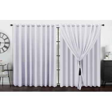 Imagem de Cortina voil xadrez 5.00 x 2.10 forro microfibra - J&C ACESSÓRIOS PARA