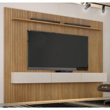 Imagem de Home Suspenso Frisado Ambiente Curitiba 2240 Com Nicho Cinamomo Off Wh