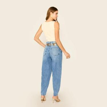 Imagem de Calça Jeans Baggy Feminina Weg Leg Básica Tendência Y2K Mom, Jeans, 42
