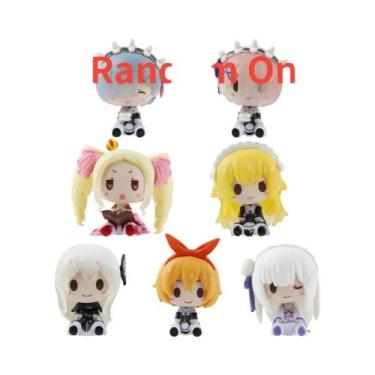 Imagem de Estátua Kawaii Re Zero Rem Emilia Ram, Mini Figura Fofa Para Decoração