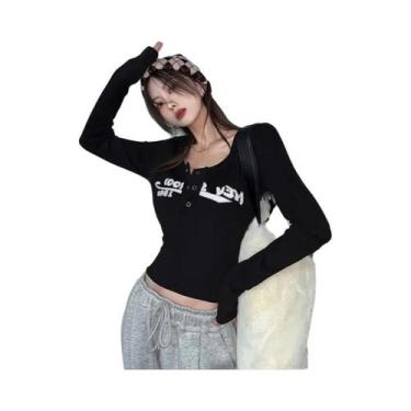 Imagem de Camiseta Cropped Feminina Sexy Slim Com Estampa Retro De Grafite, Mang