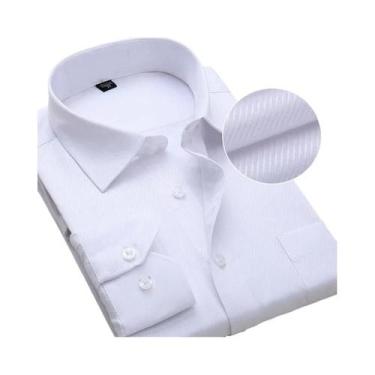 Imagem de Camisas Sociais Masculinas plus Size 8XL Slim Fit Manga Longa Listrada