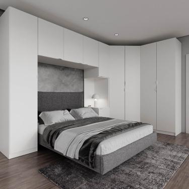 Imagem de Guarda Roupa Modulado De Casal 10 Portas 5 Peças Hera Cabecasa Madeiramadeira Branco Geada