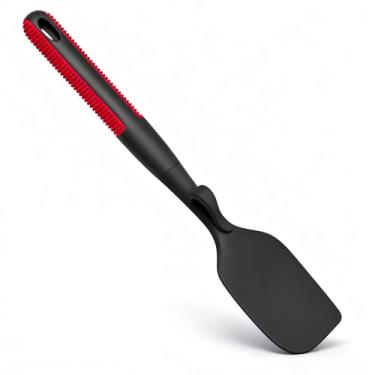 Imagem de Espátula de silicone com pés de apoio, espátula de cozimento preta de 26 cm, espátula flexível que não arranha com cabeça resistente ao calor e alça confortável, pode ser lavada na lava-louças
