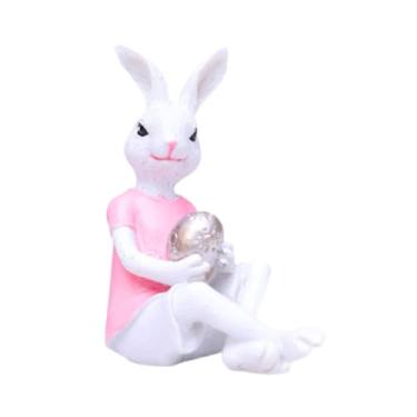 Imagem de BLWOTMOR Estatueta Decorativa de Da Páscoa em Resina, Ornamento, Escultura Criativa de Animal, Peça de Coleção Adequada para Sala de Estar, Quarto, Escr, Rosa, Tamanho real