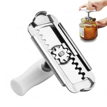 Imagem de Abridor de Frascos Manual em Aço Inox e Plástico ABS, Multifuncional para Potes, Garrafas e Tampas, Design Ergonômico