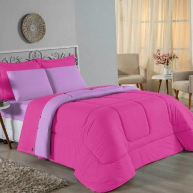 Imagem de Kit Edredom Dupla Face + Jogo de Lençol King Nobre 7 peças Malha 100% 