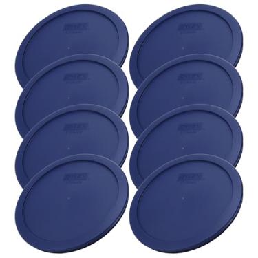 Imagem de Conjunto de 8 tampas de armazenamento redondas azuis Pyrex para pratos redondos de 6 e 7 xícaras # 7402-PC