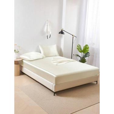 Imagem de Jogo De Lençol Casal Queen Cetim Seda Alto Brilho 3 Peças - Confeccoes