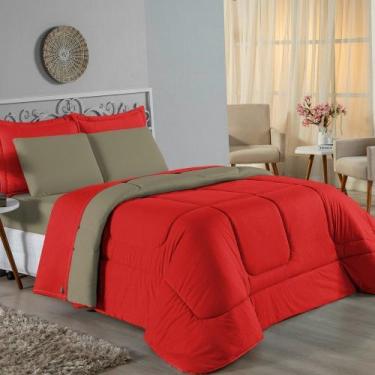 Imagem de Kit Edredom Dupla Face + Jogo de Lençol Queen Nobre 6 peças Malha 100%