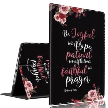 Imagem de Capa para Samsung Galaxy Tab S10 Lite/S10 FE 2025/ S9 FE 27.7 cm/ S9 27.9 cm 2023, capa dobrável de encaixe fino com hibernar/despertar automático para Galaxy Tab S10 Lite, Bíblia Cristã Romanos 12-12