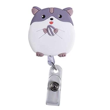 Imagem de Carretel retrátil de crachá fofo para estudantes, porta-cartões de nome, chaves, cordão de urso panda, peito, cartão de identificação, clipes (mouse1)