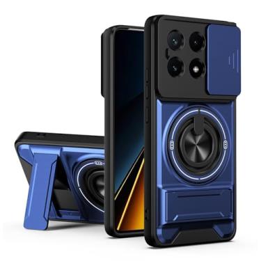 Imagem de SORAKA Capa para Xiaomi Poco X6 Pro 5G com suporte,proteção de lente com janela e capa dupla de PC e TPU compatível com suporte magnético para carro
