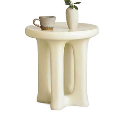 Imagem de Mesa lateral moderna de 42,4 cm, mesa de canto pequena ideal para qualquer cômodo, mesa de café, mesa de sofá, sala de estar, mesas laterais, quarto, suporte de plantas para varanda interna e externa
