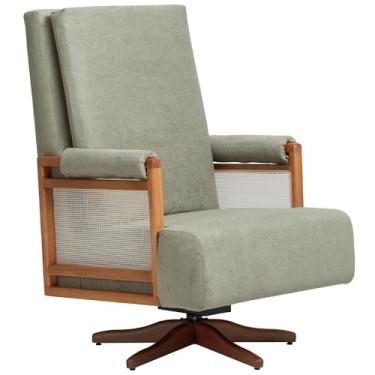 Imagem de Poltrona de Amamentação Com Balanço Giratória Líria D02 Bouclê Verde Oliva C-199 - Lyam Decor