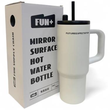 Imagem de Copo Térmico com Canudo Tampa e Alça 710ml, Garrafas Termico para viagem vácuo dupla camada aço inoxidável, Caneca Termica Cafe Água Chá,Presente, Fitness (BRANCO)