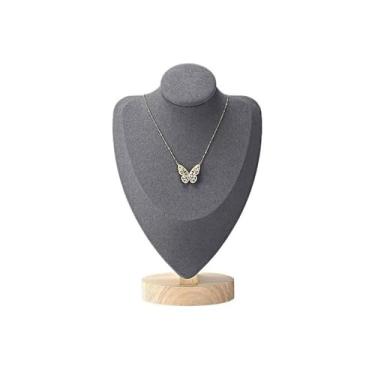 Imagem de x3anggyt5 Elegante expositor de colar de madeira criativo adereços de joias vintage loja especial organizador de prateleiras de mão (cinza, pequeno)