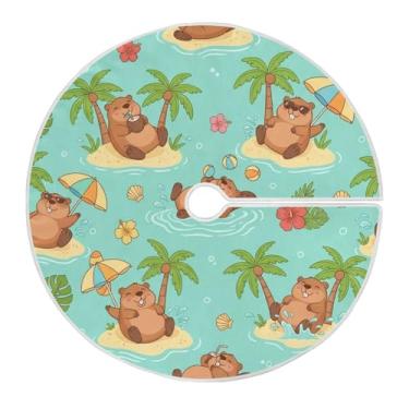 Imagem de Qilmy Linda saia de árvore de Natal hamster para férias na praia, 120 cm, de camurça, para árvore de Natal, adequada para ambientes internos e externos, festas, escritórios, lojas, armários203