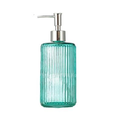 Imagem de Dispensador de sabão de vidro de grande capacidade para banheiro de 500 ml loção de banho gel de banho garrafa bomba de líquido (verde)