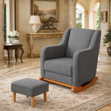 Imagem de Poltrona Puff Balanço Amamentação Decorativa Quarto Milena Cinza