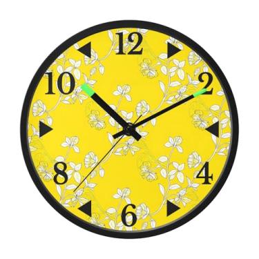 Imagem de STAYTOP Lindas flores relógio de parede LED para quarto com brilho noturno, relógios de parede silenciosos de 30 cm para decoração de sala de estar, controle de som, relógio de parede moderno que