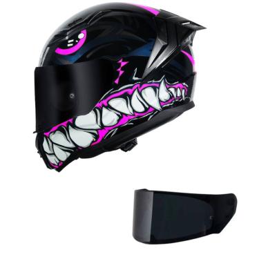 Imagem de Capacete LS2 FF810 Vigo Sarbul Preto e Rosa Mais Viseira Fumê